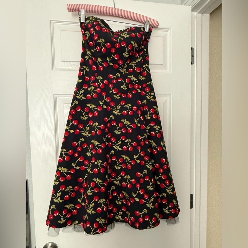 Ruby Rox Cherry Print Strapless Dress